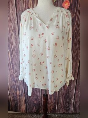 NWT C&C Floral Print Ruffle Peasant Top Plus Size 2X